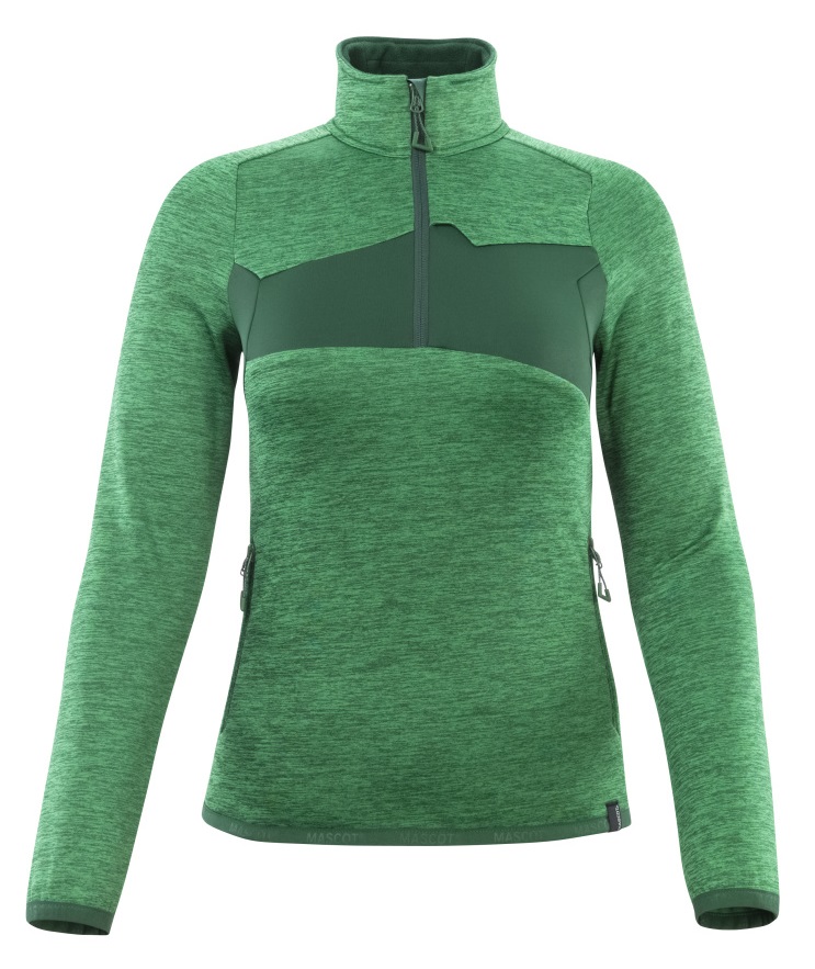 MASCOT-Kälteschutz, Damen-Fleecepullover mit kurzem Reißverschluss, 260 g/m², grasgrün/grün
