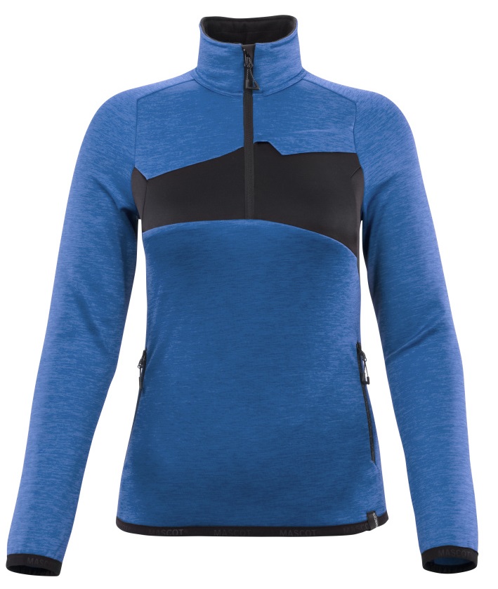 MASCOT-Kälteschutz, Damen-Fleecepullover mit kurzem Reißverschluss, 260 g/m², azurblau/schwarzblau