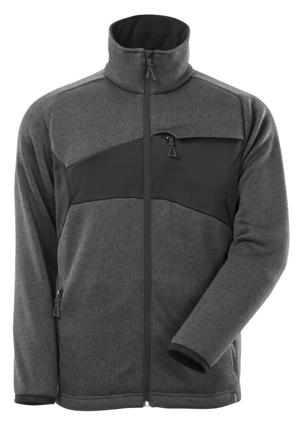 MASCOT-Kälteschutz, Strickpullover mit Reißverschluss, 300 g/m², dunkelanthrazit/schwarz