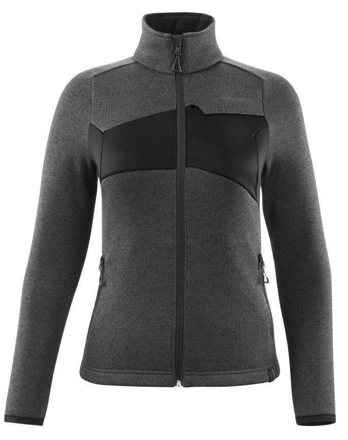 MASCOT-Kälteschutz, Damen Strickpullover mit Reißverschluss, ACCELERATE, 300 g/m², dunkelanthrazit/schwarz