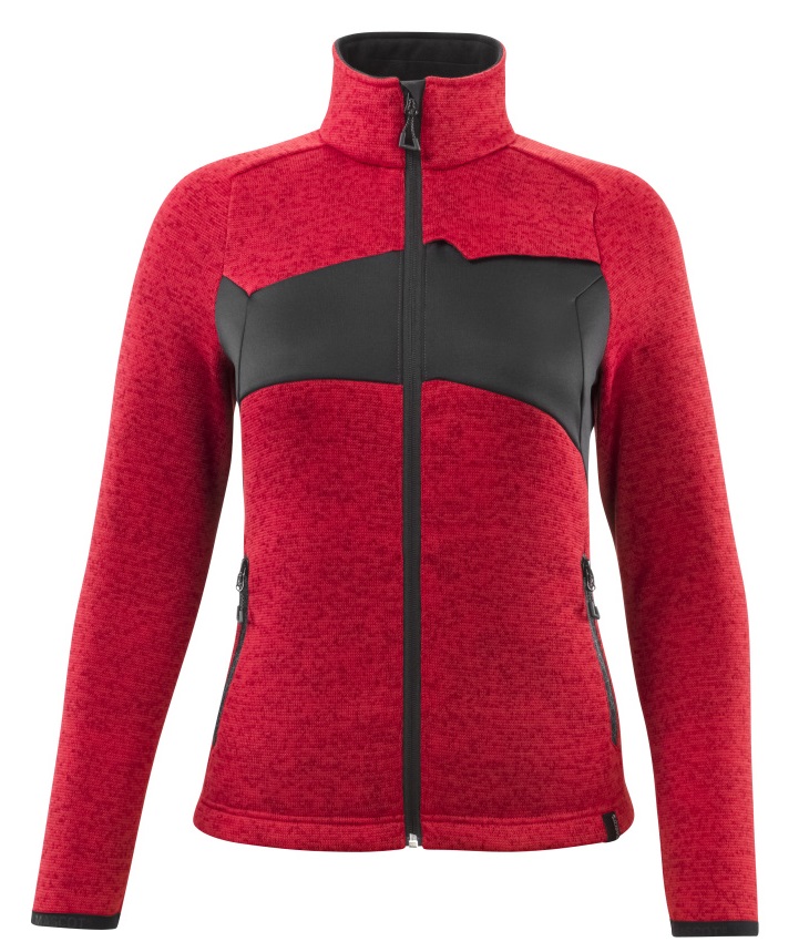 MASCOT-Kälteschutz, Damen Strickpullover mit Reißverschluss, ACCELERATE, 300 g/m², verkehrsrot/schwarz