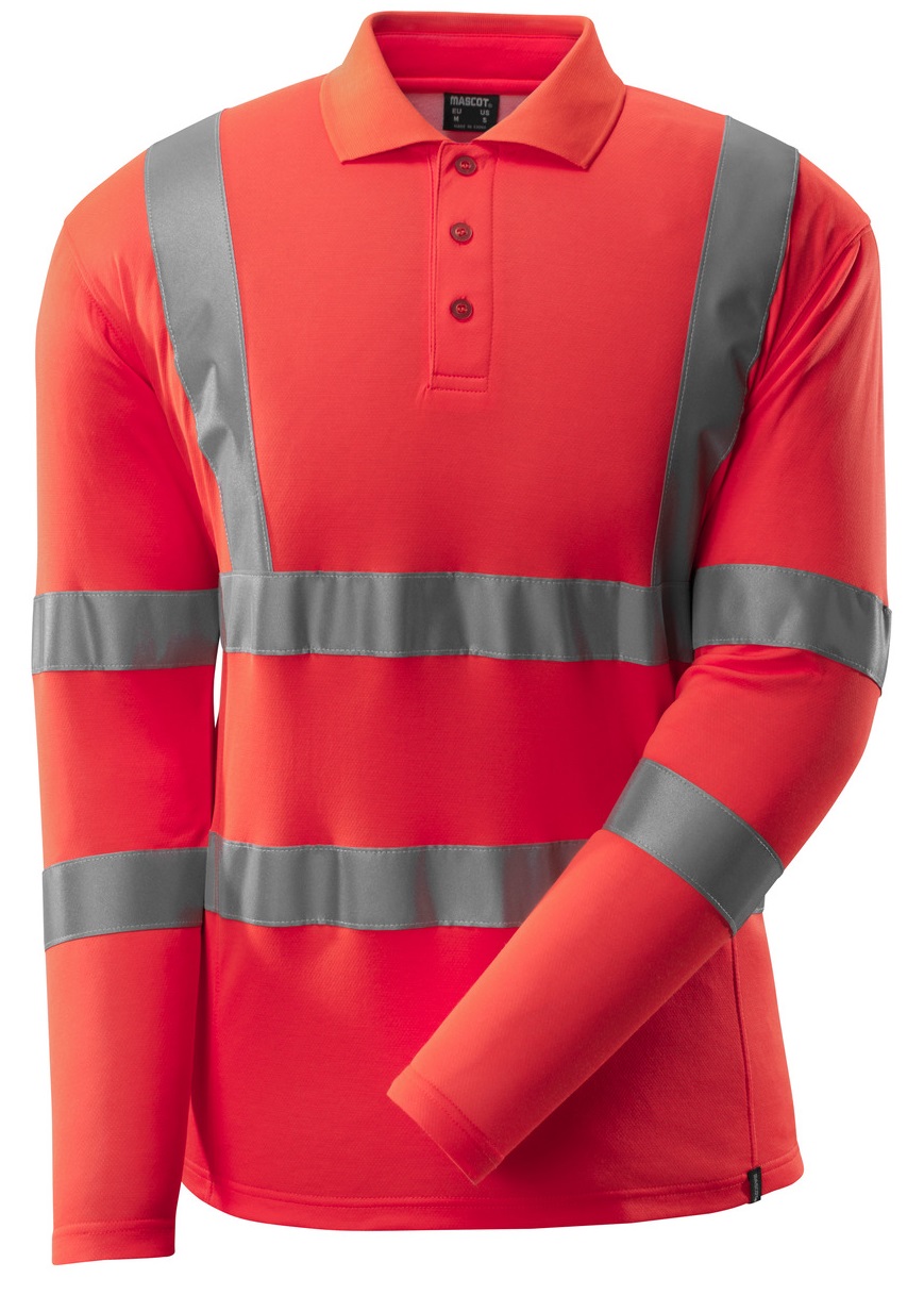 MASCOT-Warnschutz, Warn-Polo-Shirt, langarm, 140 g/m², warnrot