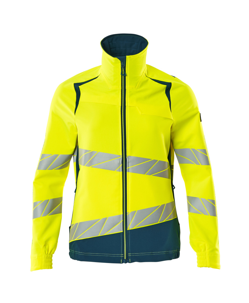 MASCOT-Warnschutz, Damen-Warnschutz-Jacke, ULTIMATE STRETCH, warngelb/dunkelpetroleum
