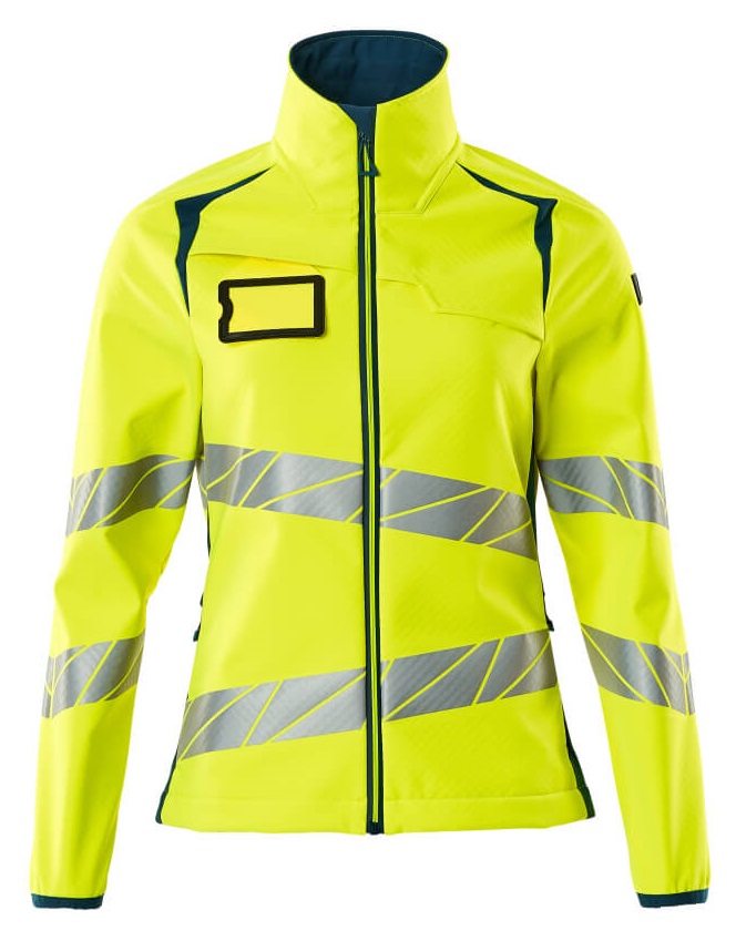 MASCOT-Warnschutz, Damen-Softshell-Warn-Jacke, ACCELERATE SAFE, warngelb/dunkelpetroleum