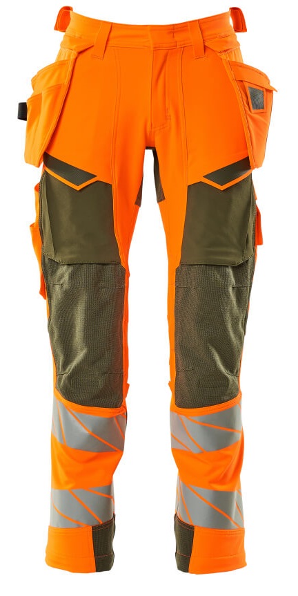 MASCOT-Warnschutz, Warn-Bund-Hose, ACCELERATE SAFE, 76 cm, warnorange/moosgrün

