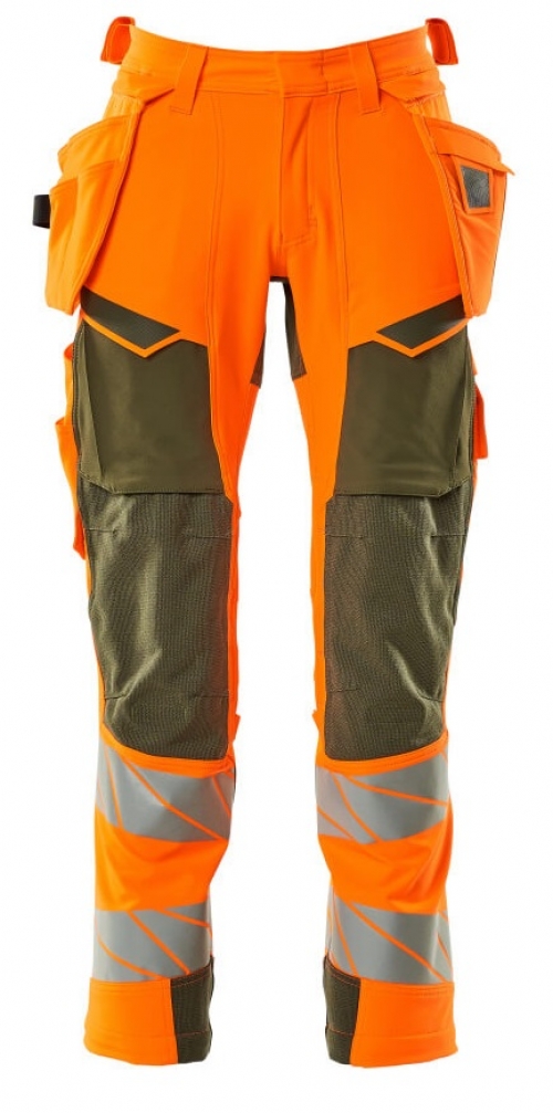 MASCOT-Warnschutz, Warn-Bund-Hose, ACCELERATE SAFE, warnorange/moosgrün