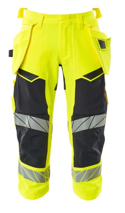MASCOT-Warnschutz, Warn-Dreiviertel Hose, ACCELERATE SAFE, warngelb/schwarzblau