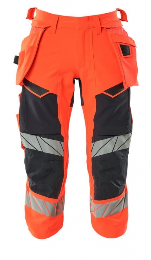 MASCOT-Warnschutz, Warn-Dreiviertel Hose, ACCELERATE SAFE, warnrot/schwarzblau