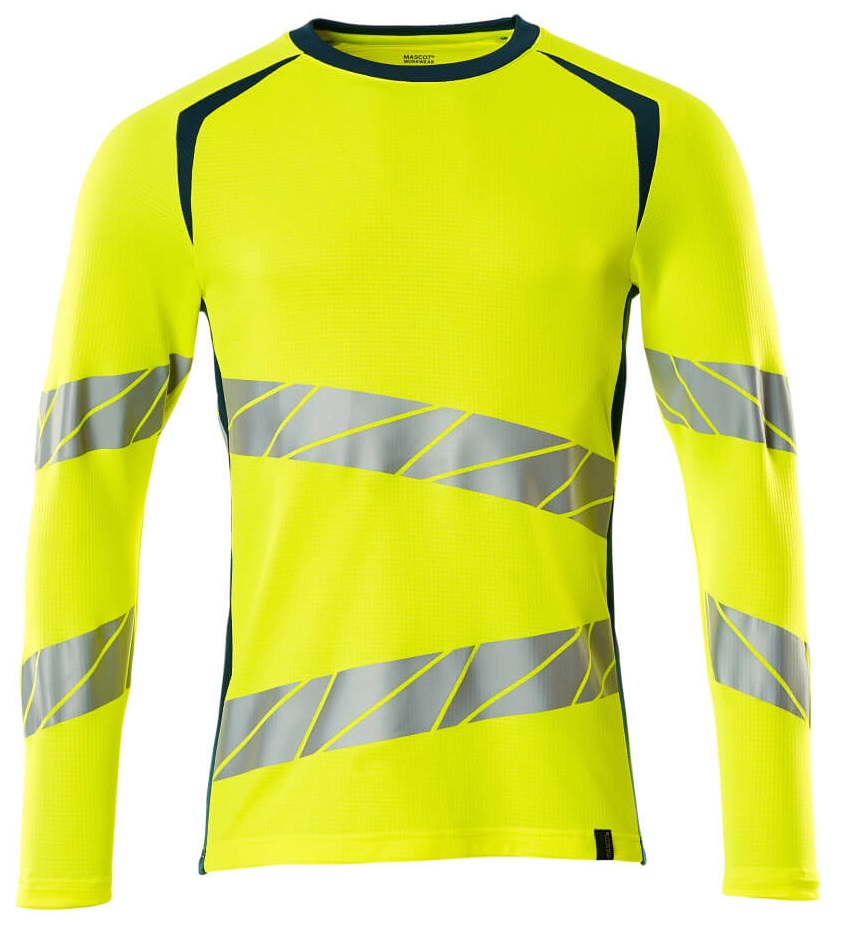 MASCOT-Warnschutz, Warn-Langarm-Shirt, ACCELERATE SAFE, warngelb/dunkelpetroleum