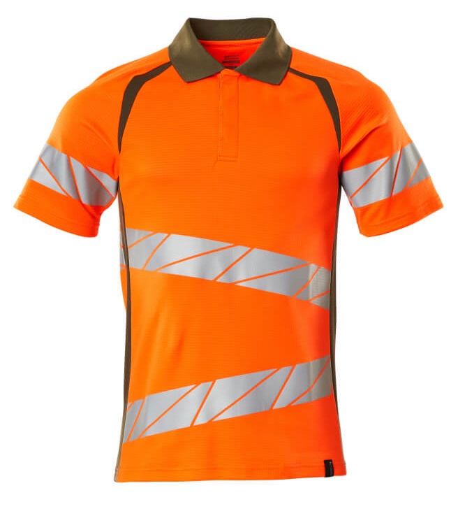 MASCOT-Warnschutz, Warn-Polo-Shirt, ACCELERATE SAFE, warnorange/moosgrün