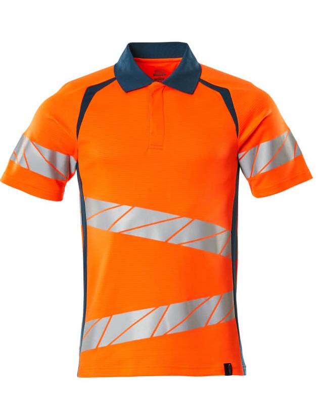 MASCOT-Warnschutz, Warn-Polo-Shirt, ACCELERATE SAFE, warnorange/dunkelpetroleum