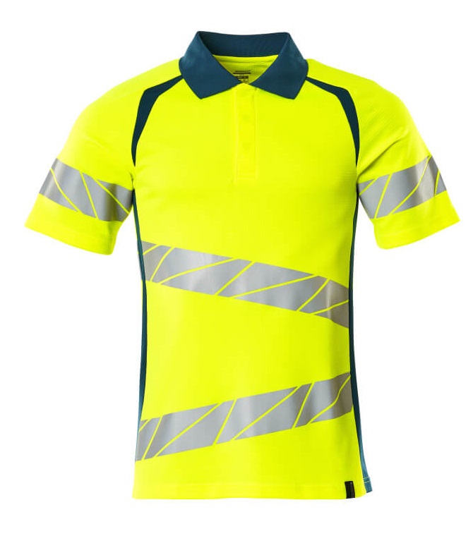 MASCOT-Warnschutz, Warn-Polo-Shirt, ACCELERATE SAFE, warngelb/dunkelpetroleum