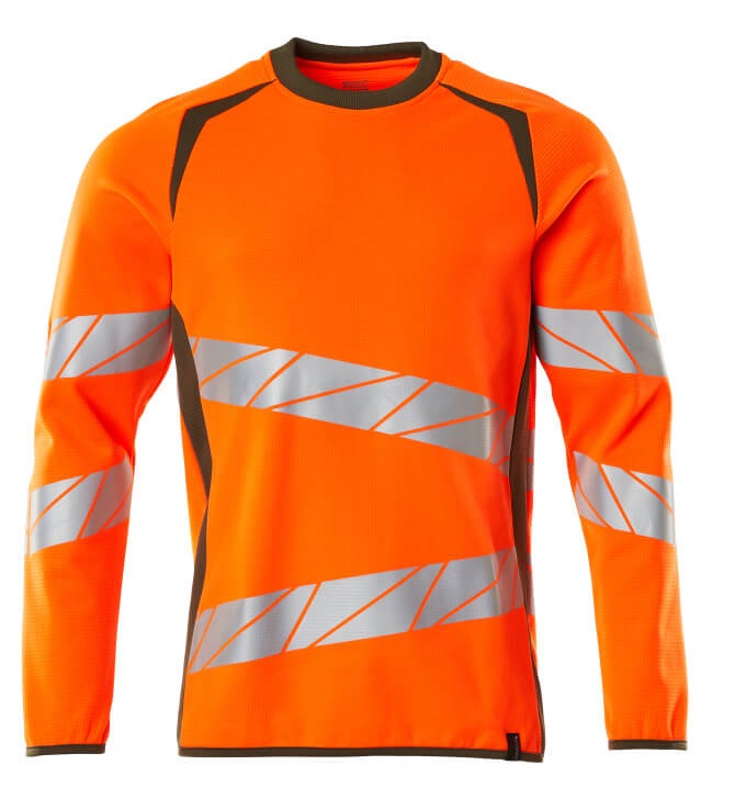 MASCOT-Warnschutz, Warn-Sweatshirt, ACCELERATE SAFE, warnorange/moosgrün