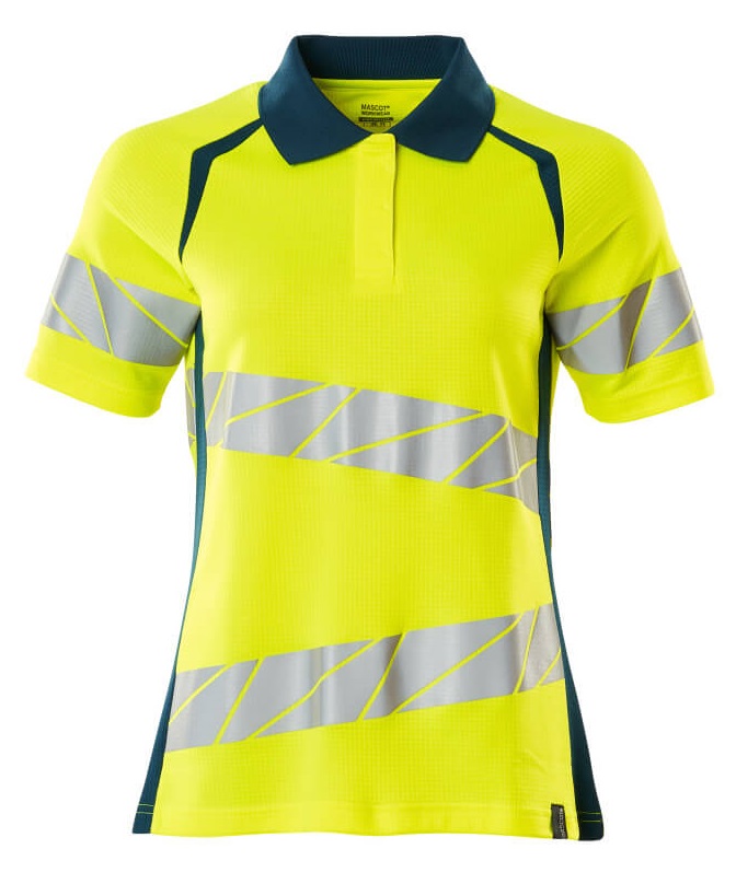 MASCOT-Warnschutz, Warn-Damen Polo-Shirt, ACCELERATE SAFE, warngelb/dunkelpetroleum