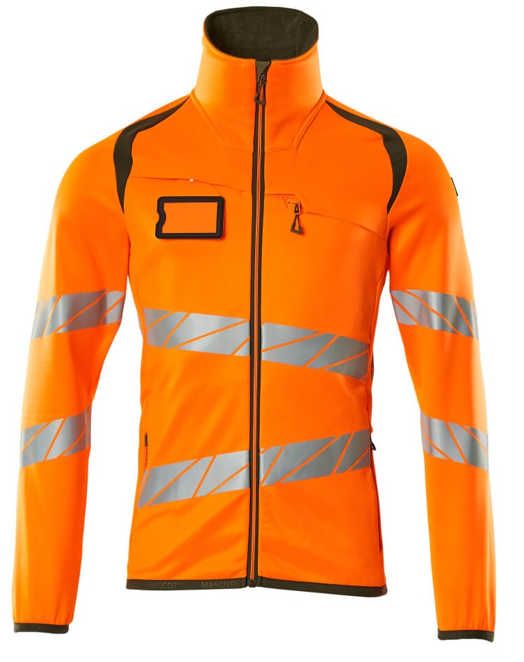 MASCOT-Warnschutz, Warn-Fleecepullover, ACCELERATE SAFE, warnorange/moosgrün