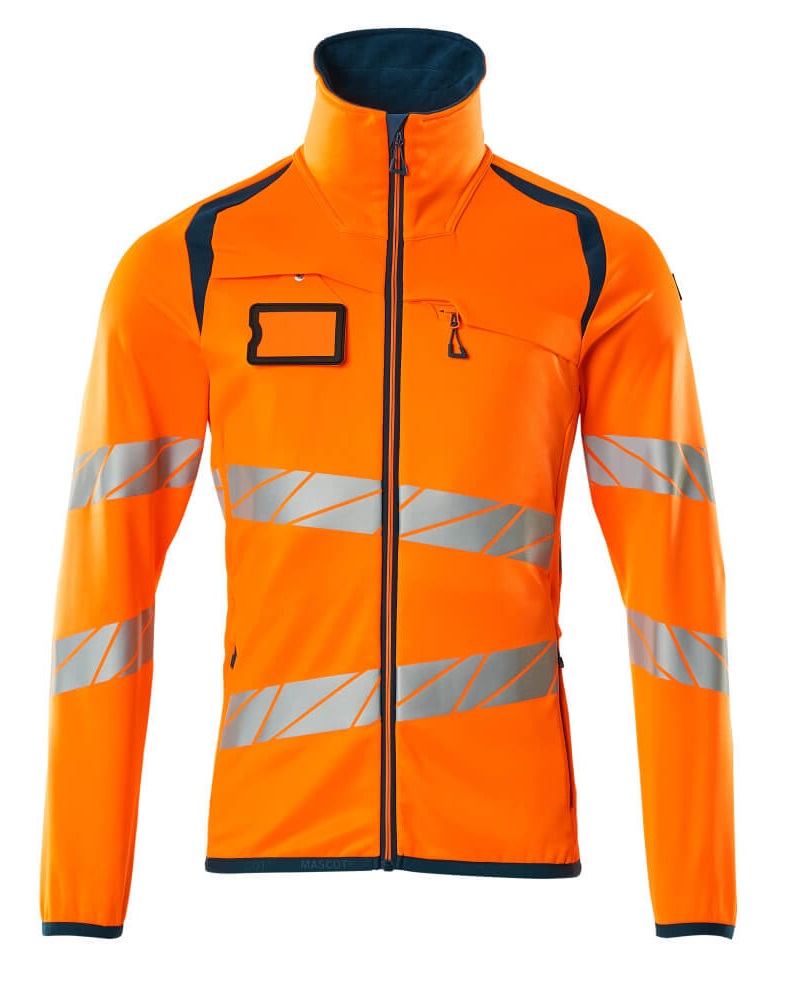 MASCOT-Warnschutz, Warn-Fleecepullover, ACCELERATE SAFE, warnorange/dunkelpetroleum