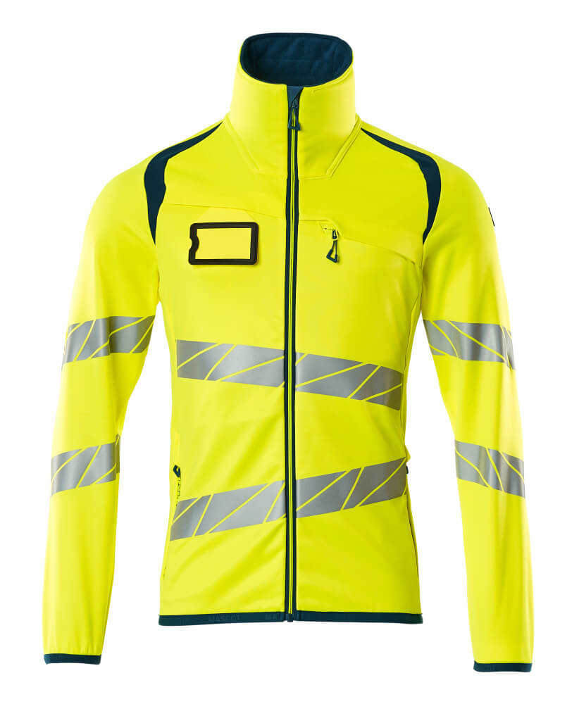 MASCOT-Warnschutz, Warn-Fleecepullover, ACCELERATE SAFE, warngelb/dunkelpetroleum