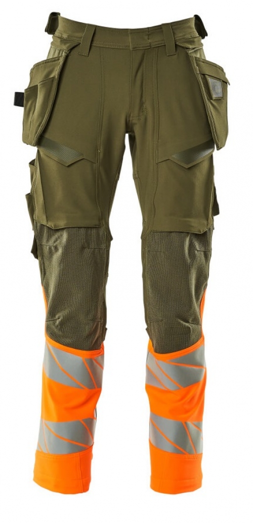 MASCOT-Warnschutz, Warn-Bund-Hose, ACCELERATE SAFE, moosgrün/warnorange