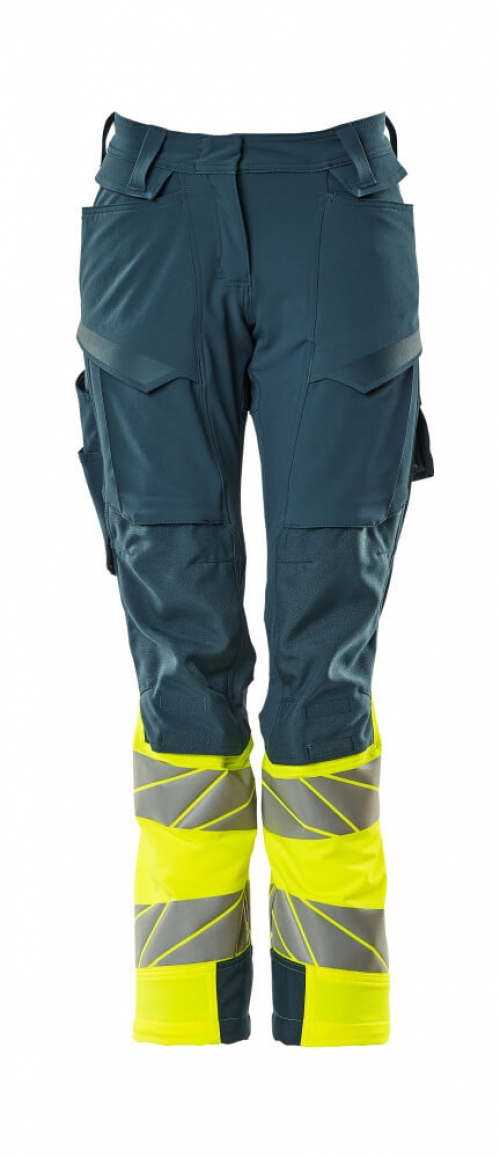 MASCOT-Warnschutz, Warnschutz-Damen Bundhose, DIAMOND, dunkelpetroleum/warngelb