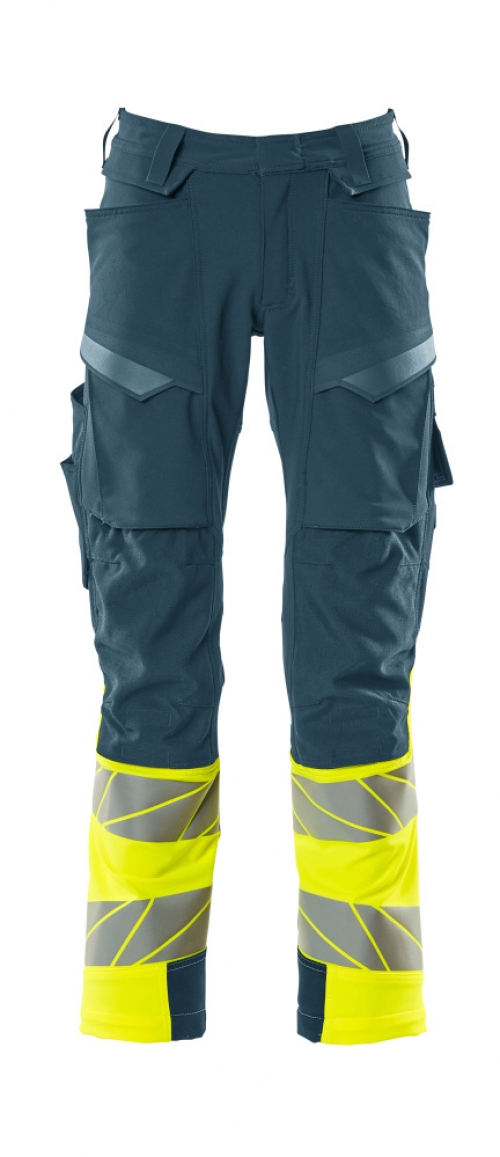 MASCOT-Warnschutz-Bundhose, ULTIMATE STRETCH, dunkelpetroleum/warngelb