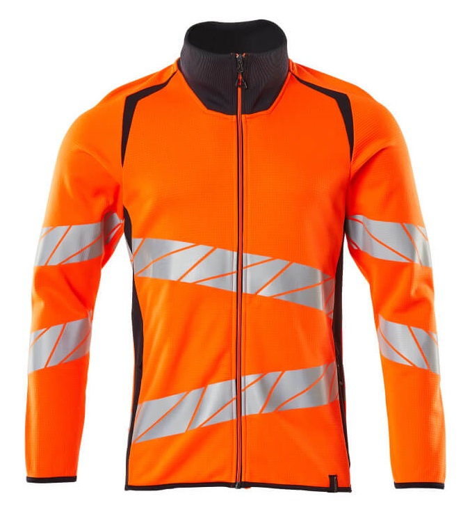 MASCOT-Warnschutz, Warn-Sweatshirt mit Reißverschluss, ACCELERATE SAFE, warnorange/schwarzblau