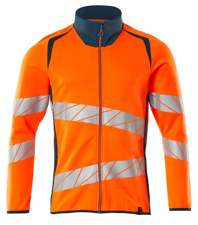 MASCOT-Warnschutz, Warn-Sweatshirt mit Reißverschluss, ACCELERATE SAFE, warnorange/dunkelpetroleum