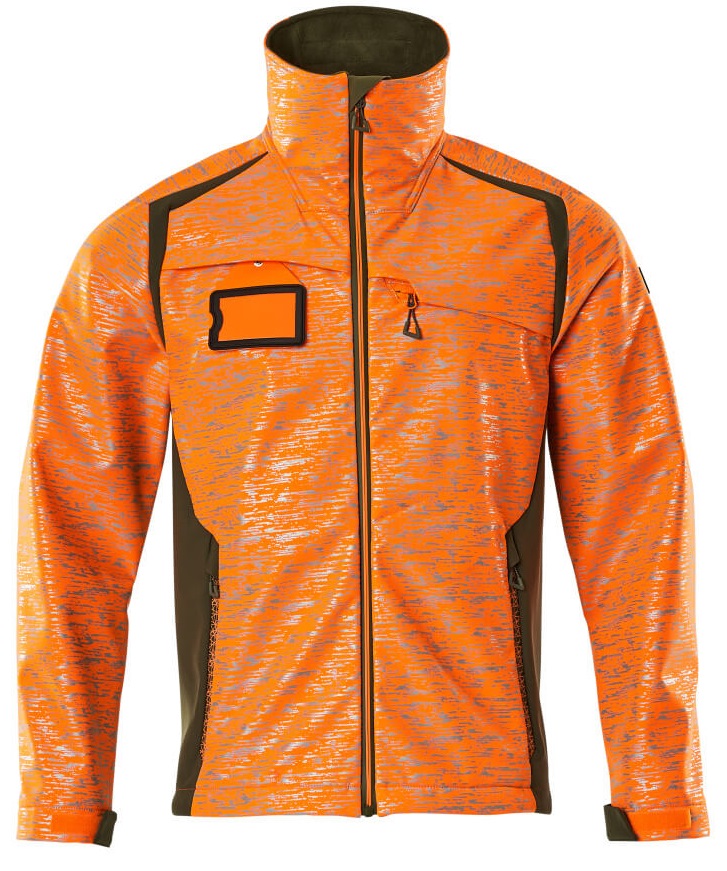 MASCOT-Warnschutz, Warn-Softshell Jacke, ACCELERATE SAFE, high vis orange/moosgrün

