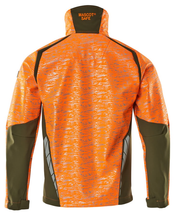 MASCOT-Warnschutz, Warn-Softshell Jacke, ACCELERATE SAFE, high vis orange/moosgrün
