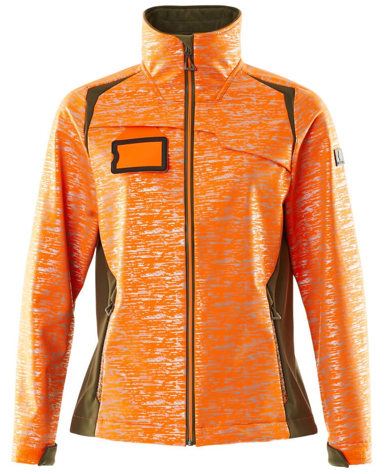 MASCOT-Warnschutz, Damen Warn-Softshell Jacke, ACCELERATE SAFE, high vis orange/moosgrün

