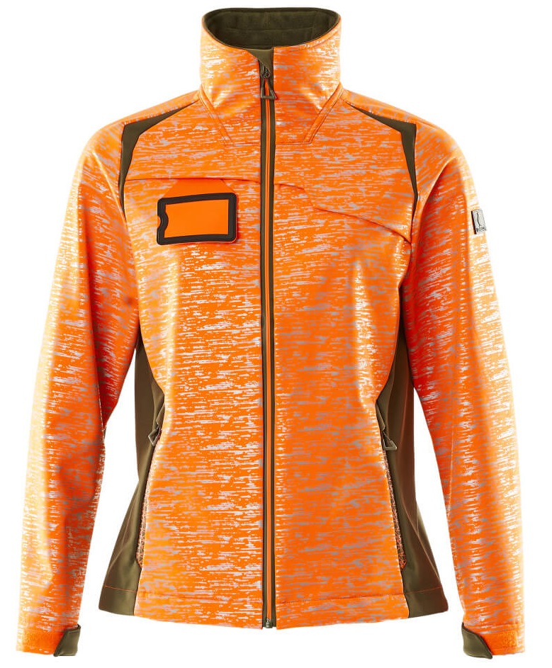 MASCOT-Warnschutz, Damen Warn-Softshell Jacke, ACCELERATE SAFE, high vis orange/moosgrün