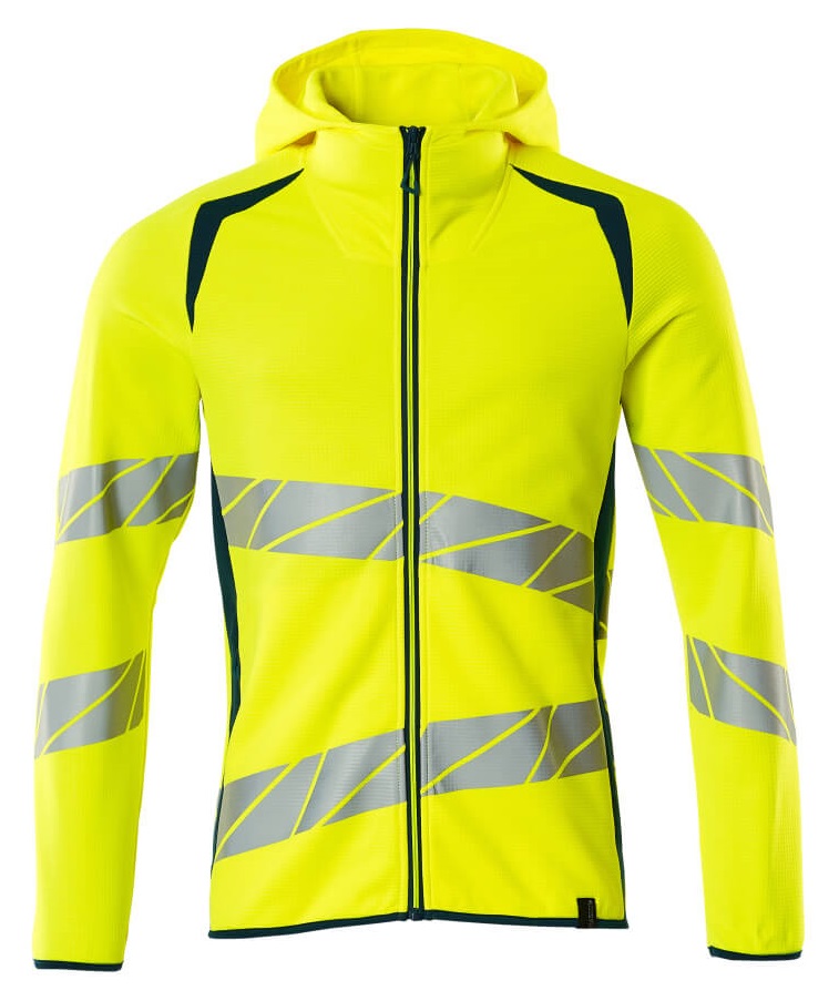 MASCOT-Warnschutz, Warn-Kapuzensweatshirt, ACCELERATE SAFE, high vis gelb/dunkelpetroleum