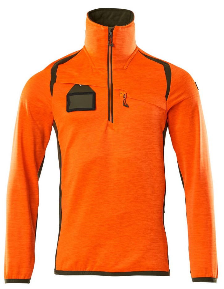 MASCOT-Warnschutz, Warn-Fleecepullover, ACCELERATE SAFE, high vis orange/moosgrün
