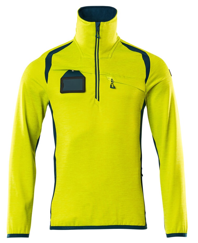 MASCOT-Warnschutz, Warn-Fleecepullover, ACCELERATE SAFE, high vis gelb/dunkelpetroleum