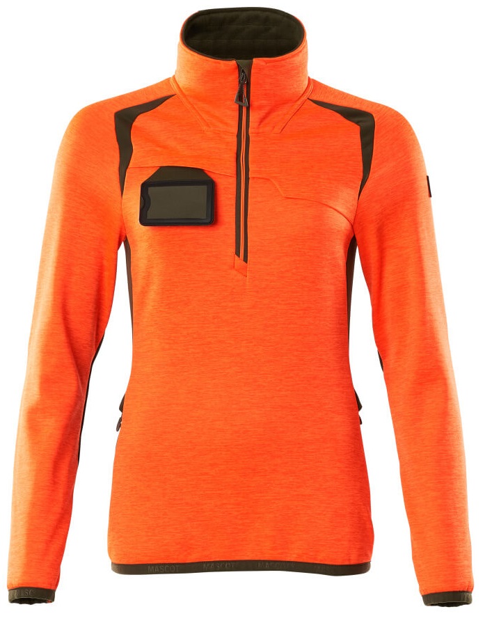 MASCOT-Warnschutz, Warn-Damen Fleecepullover, ACCELERATE SAFE, high vis orange/moosgrün