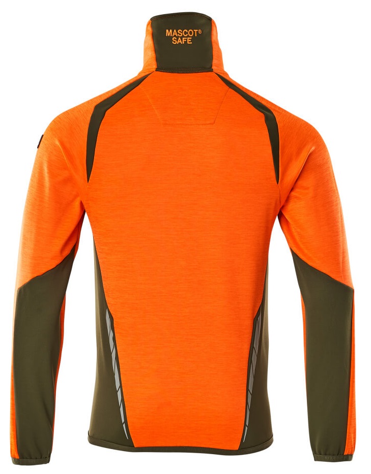 MASCOT-Warnschutz, Warn-Fleecepullover, ACCELERATE SAFE, high vis orange/moosgrün