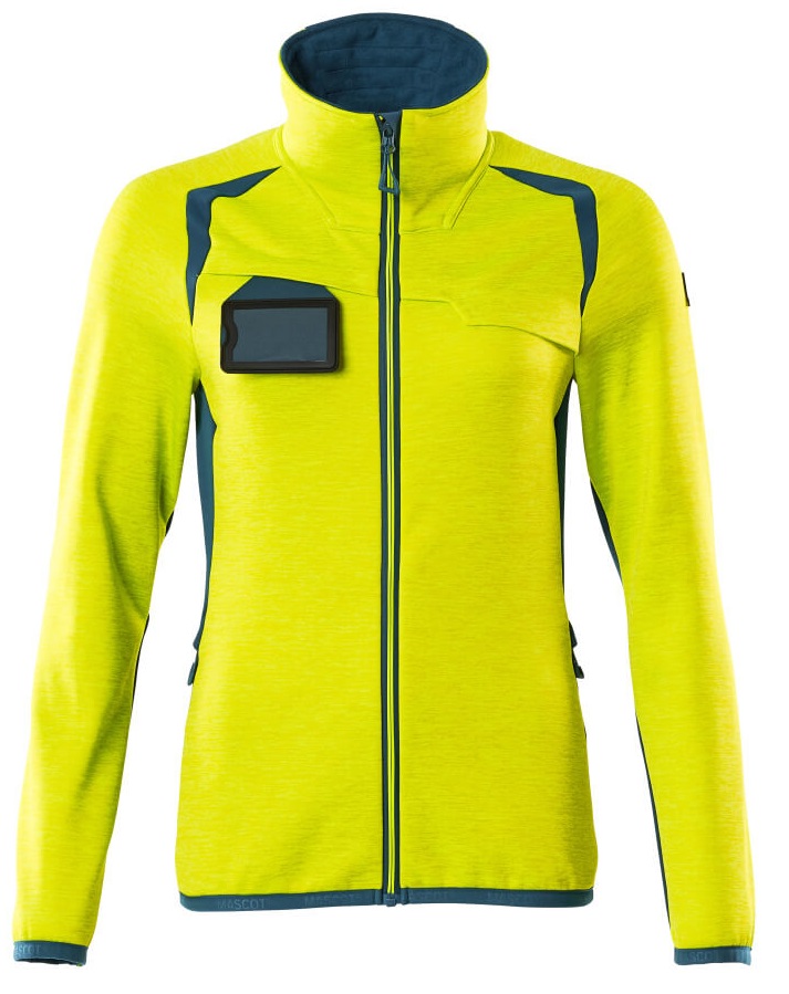 MASCOT-Warnschutz, Warn-Damen Fleecejacke, ACCELERATE SAFE, high vis gelb/dunkelpetroleum