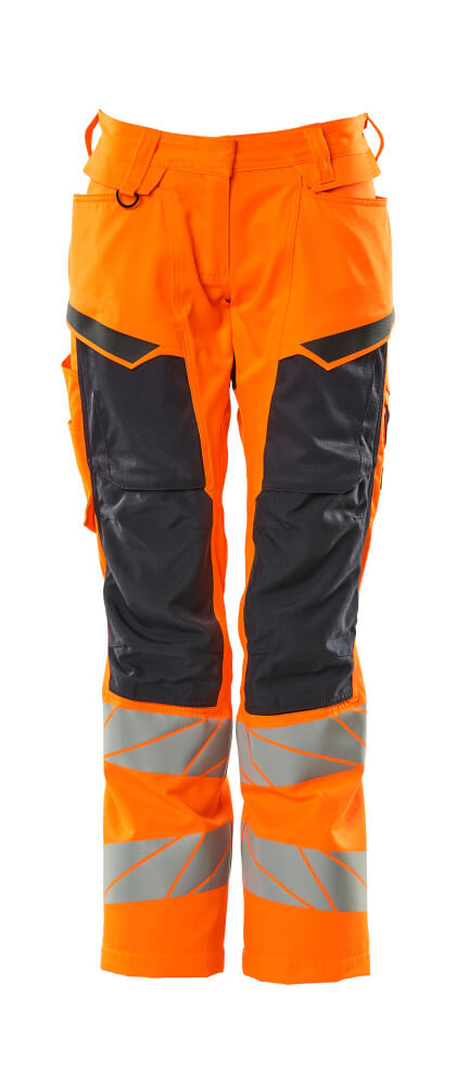 MASCOT-Damen-Warnschutz-Bundhose mit Knietaschen, DIAMOND, 76 cm, warnorange/schwarzblau