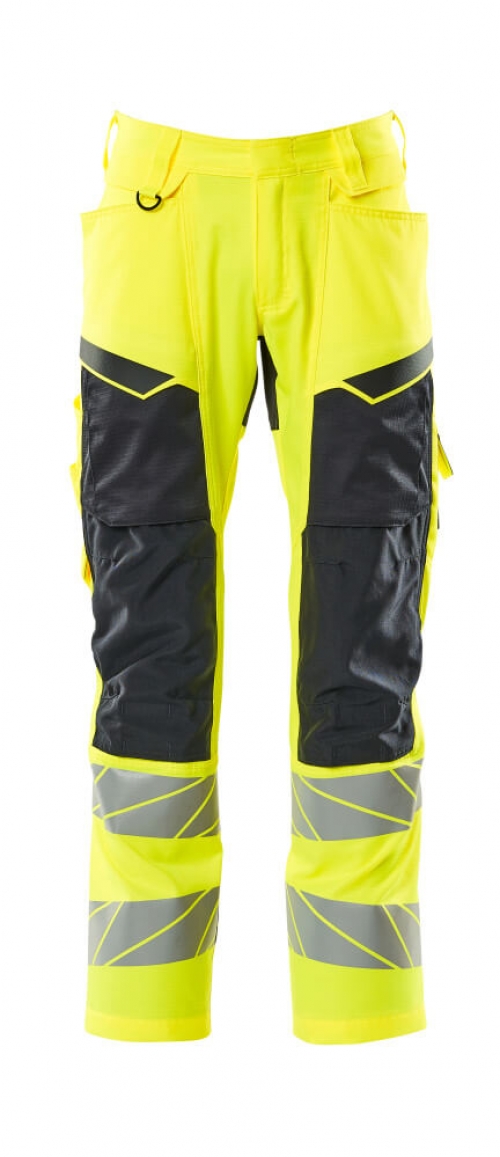 MASCOT-Warnschutz, Warnschutz-Bundhose mit Knietaschen, Accel. Safe, warngelb/schwarzblau