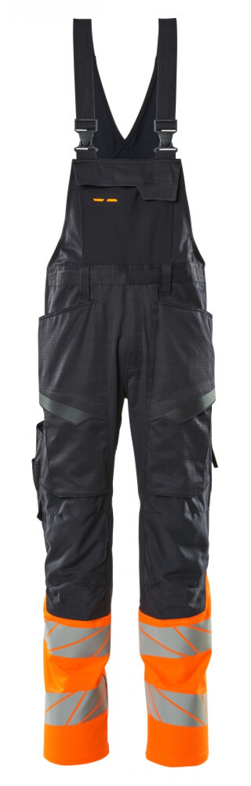 MASCOT-Warnschutz-Latzhose, Knietaschen, ACCEL SAFE, ca. schwarzblau/warnorange