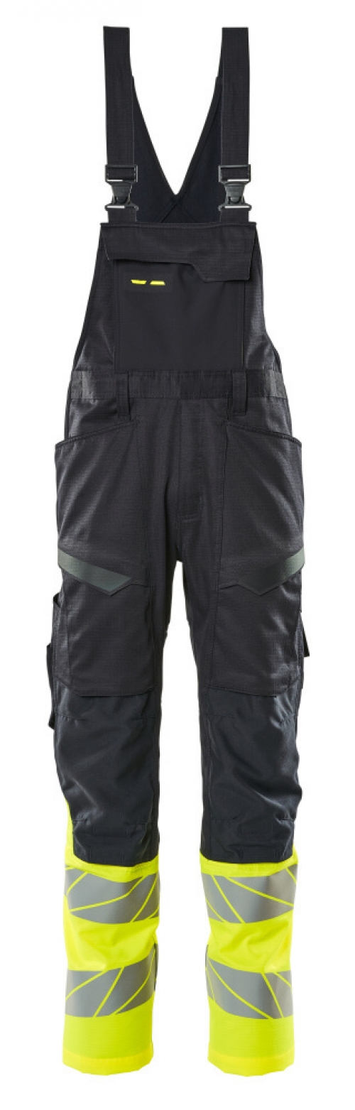 MASCOT-Warnschutz, Warnschutz-Latzhose, Knietaschen, ACCEL SAFE, ca.  schwarzblau/warngelb
