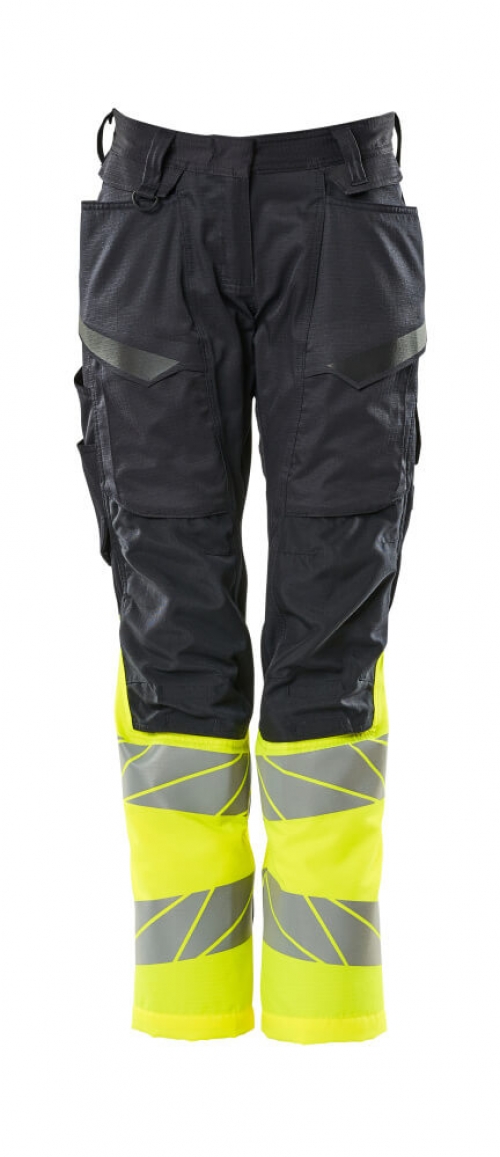 MASCOT-Warnschutz-Damen Bundhose, DIAMOND, ACCEL SAFE, schwarzblau/warngelb