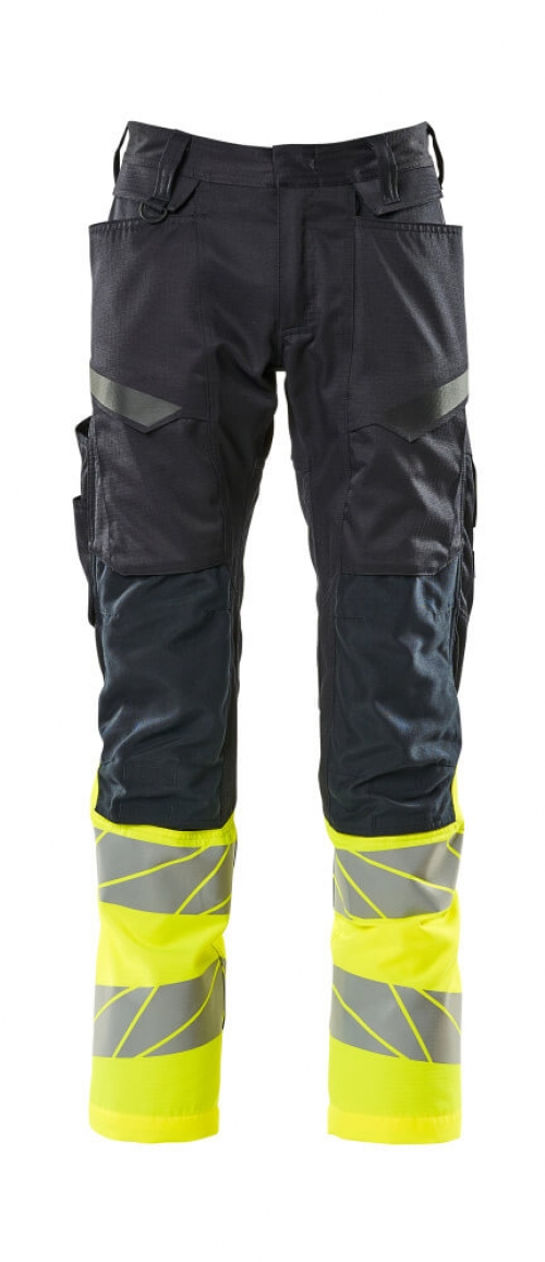 MASCOT-Warnschutz, Warnschutz-Bundhose mit Knietaschen, ACCEL SAFE, schwarzblau/warngelb