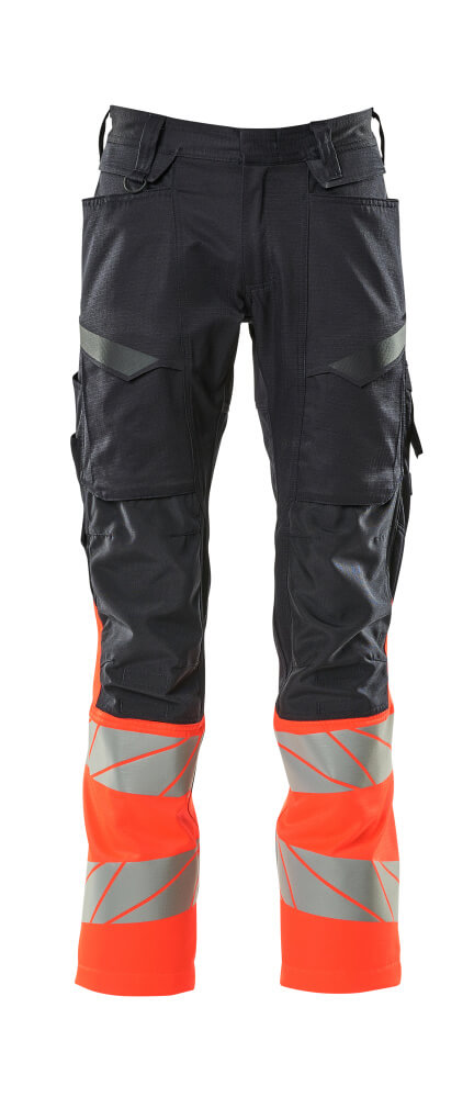MASCOT-Warnschutz-Bundhose mit Knietaschen, ACCEL SAFE, ca. 82 cm, schwarzblau/warnrot