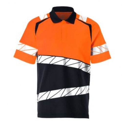 MASCOT® ACCELERATE SAFE Polo-Shirt Premium , Schwarzblau/Orange