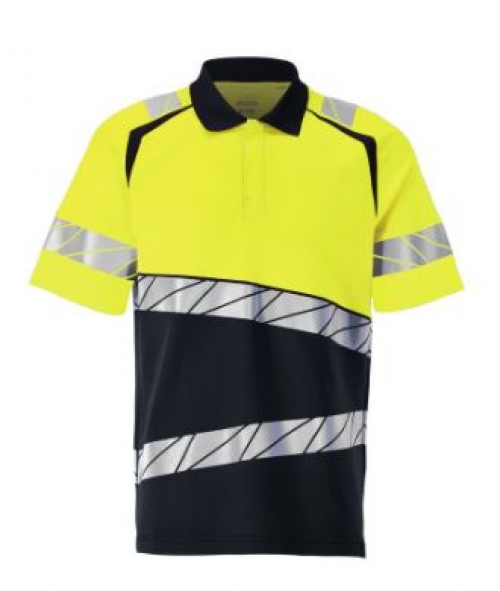 MASCOT® ACCELERATE SAFE Polo-Shirt Premium , Schwarzblau/Gelb