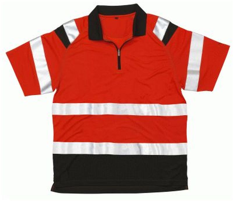 MASCOT Warn-Schutz-Polo-Shirt, SINES, fluoreszierendes Rot/dunkel