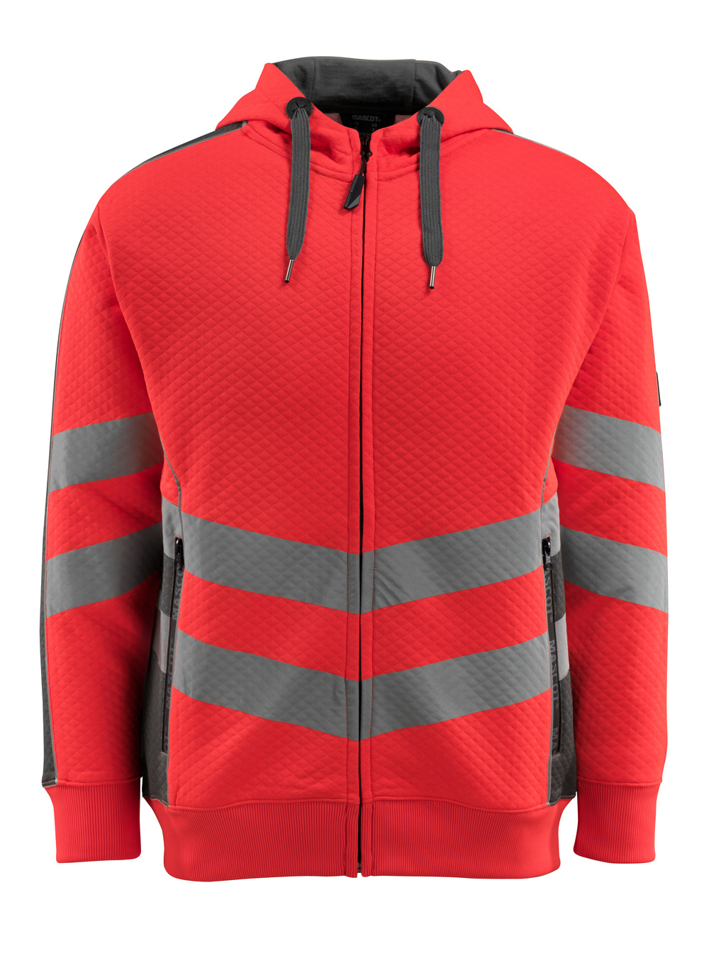 MASCOT-Warnschutz, Warn-Sweatshirt, Corby,  310 g/m², rot/dunkelanthrazit