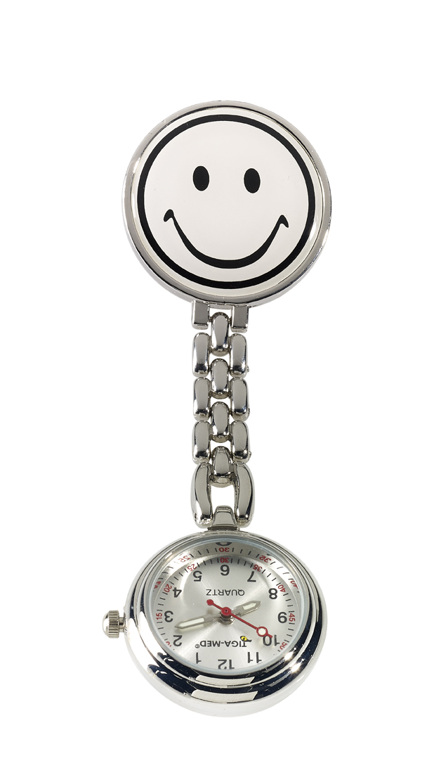 LEIBER-Jobwear, Ansteckuhr mit Kette und Clip, weiss