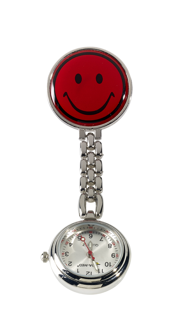 LEIBER-Jobwear, Ansteckuhr mit Kette und Clip, rot