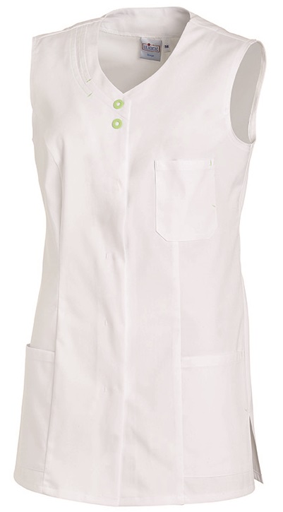 LEIBER-Jobwear, Hosenkasack, Arbeits-Berufs-Kasack, ohne Arm, 190 g/m², weiß/hellgrün